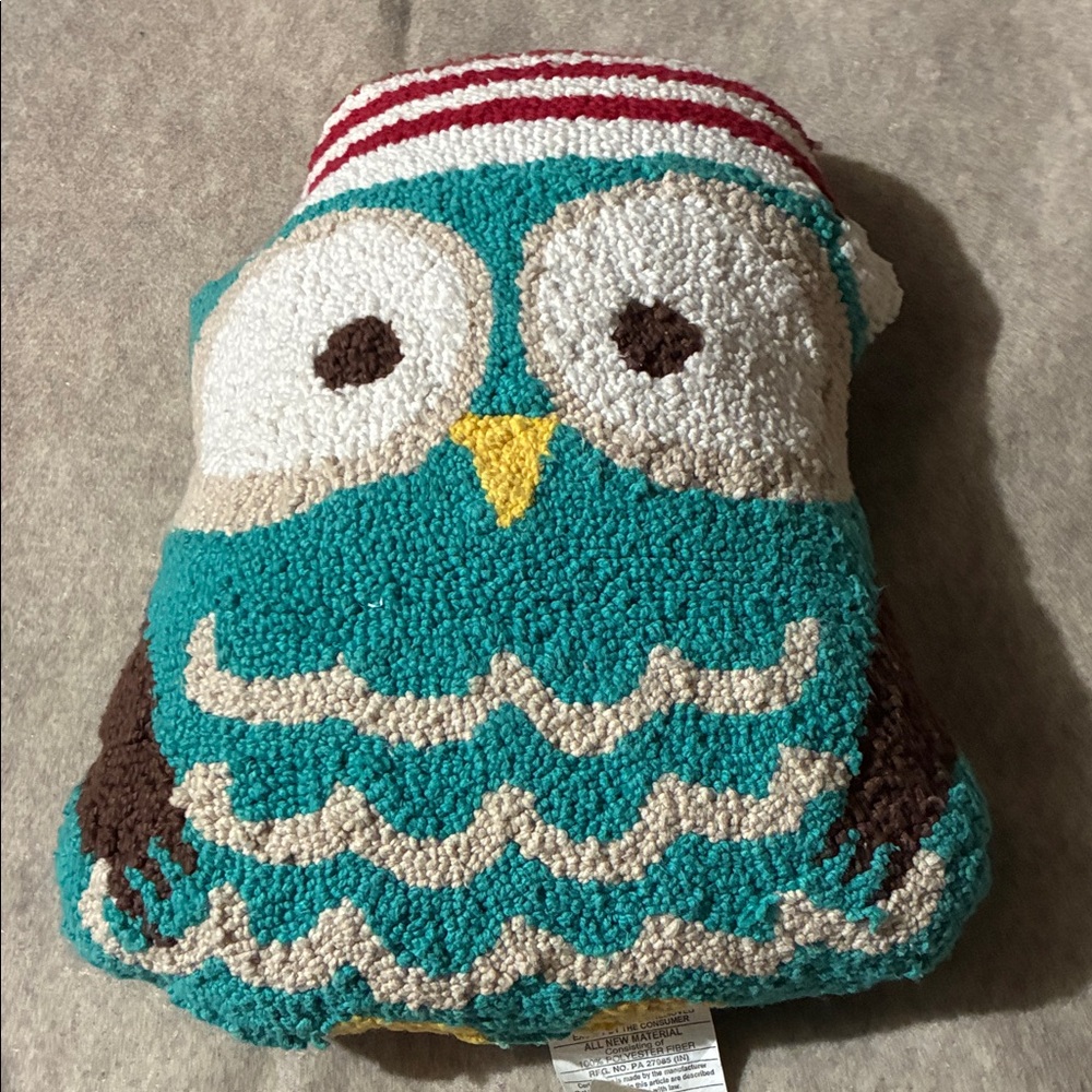 Teal Owl Plush Pillow